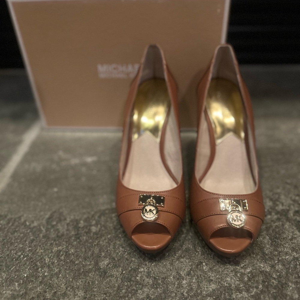 Michael Kors Brown Peep Toe Wedges